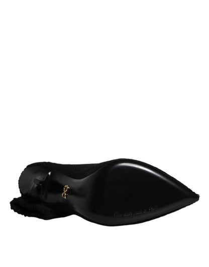 Zapatos de tacón de aguja negros Dolce & Gabbana, botas a media pantorrilla