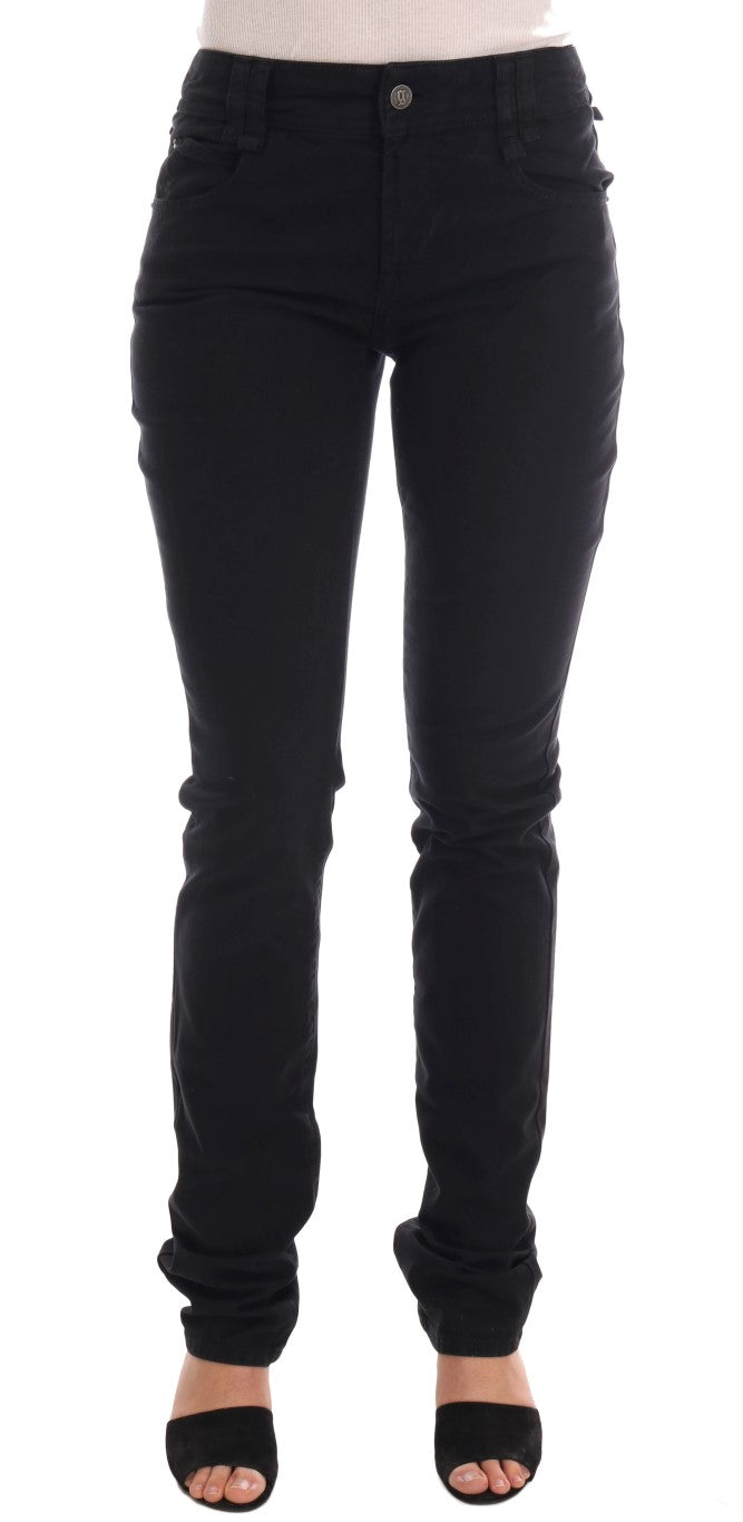 John Galliano Jeans Elásticos de Algodón Vaquero Negro de Corte Regular