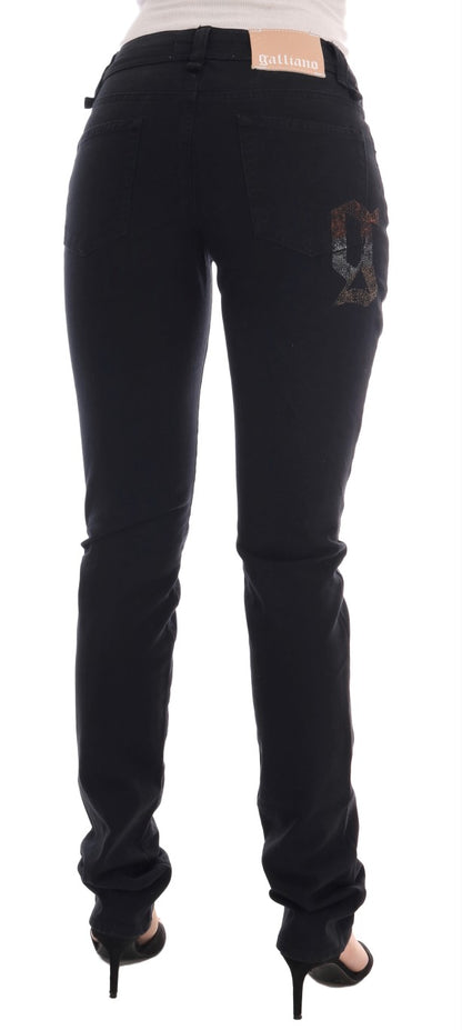 John Galliano Jeans Elásticos de Algodón Vaquero Negro de Corte Regular