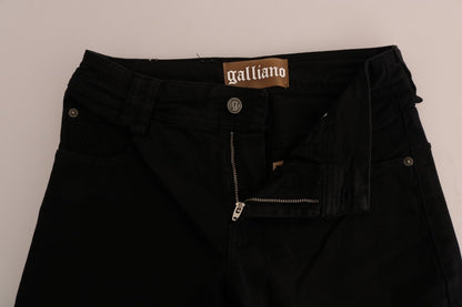 John Galliano Jeans Elásticos de Algodón Vaquero Negro de Corte Regular