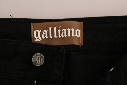 John Galliano Jeans Elásticos de Algodón Vaquero Negro de Corte Regular