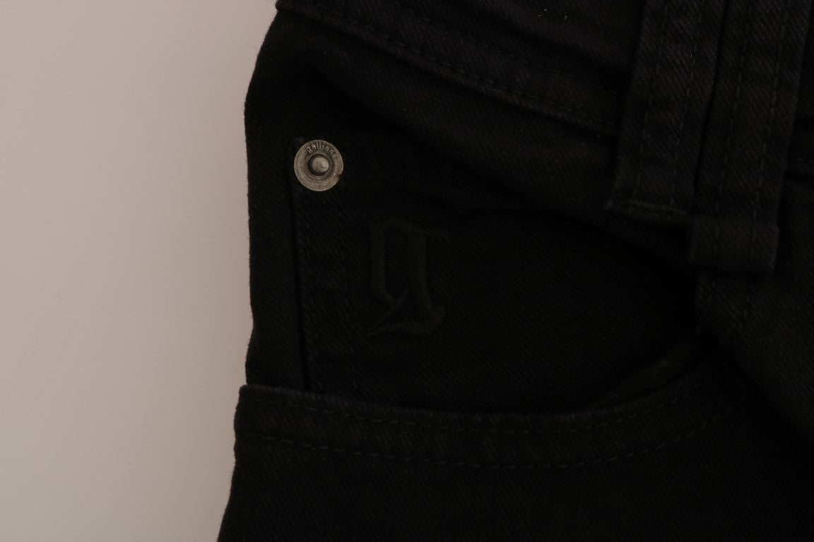 John Galliano Jeans Elásticos de Algodón Vaquero Negro de Corte Regular