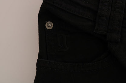 John Galliano Jeans Elásticos de Algodón Vaquero Negro de Corte Regular