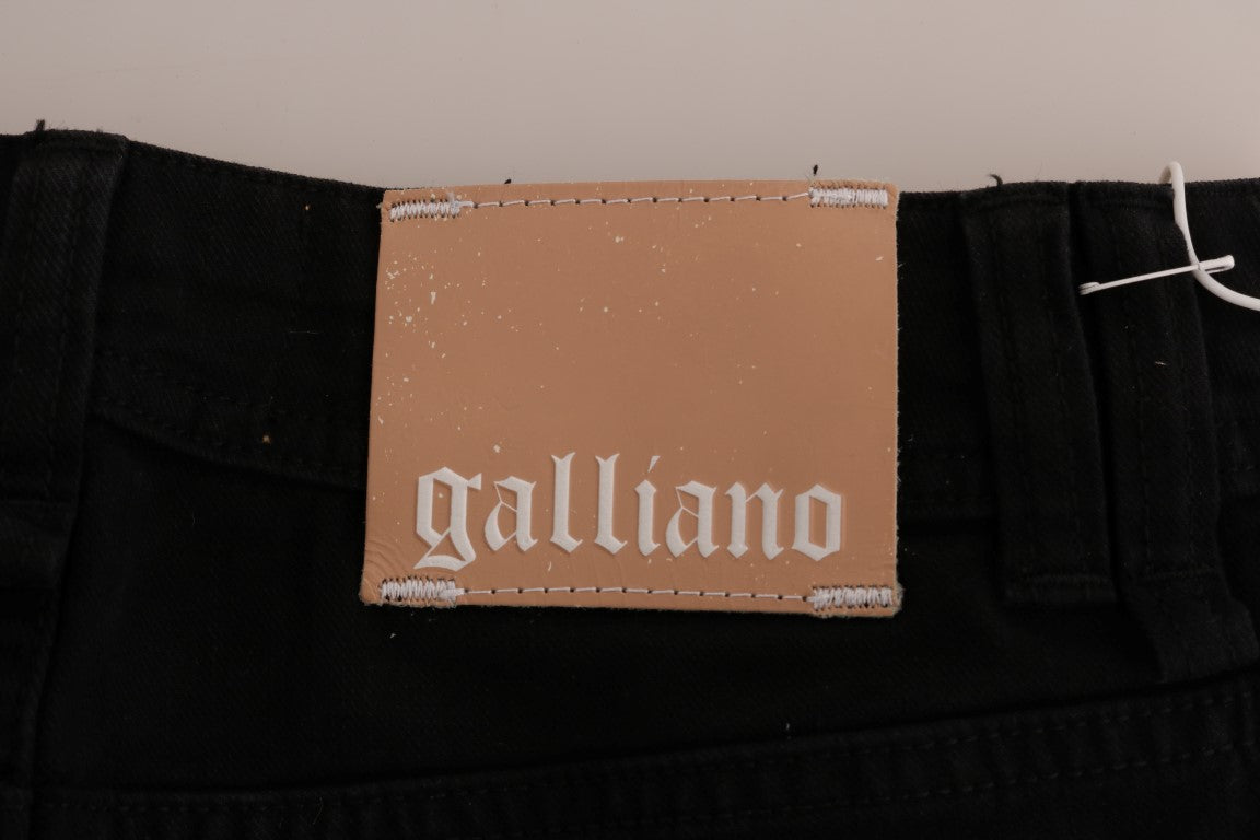 John Galliano Jeans Elásticos de Algodón Vaquero Negro de Corte Regular