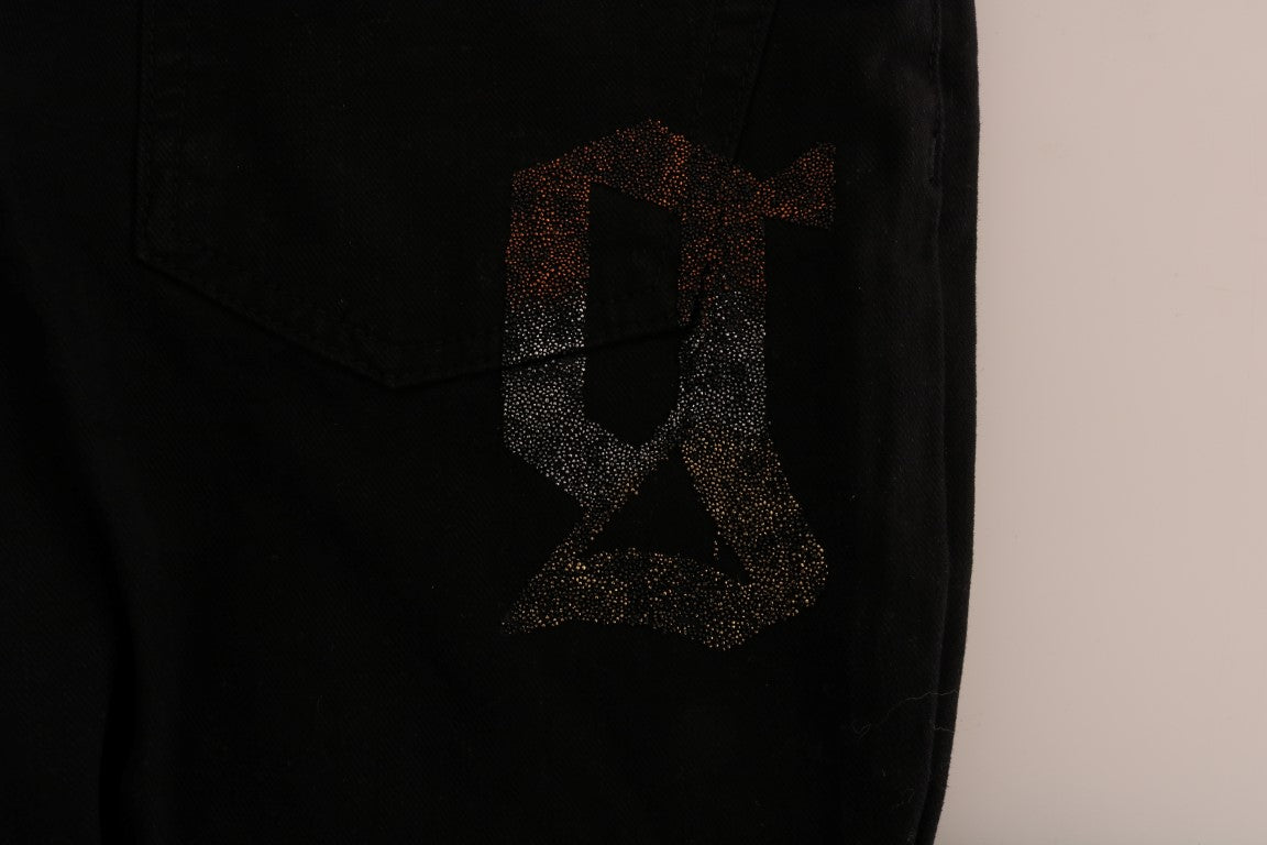 John Galliano Jeans Elásticos de Algodón Vaquero Negro de Corte Regular