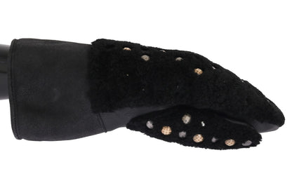 Guantes Dolce & Gabbana de piel negra y borrego con tachuelas