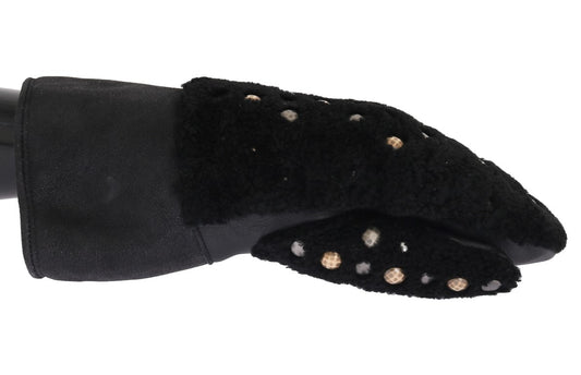 Guantes Dolce & Gabbana de piel negra y borrego con tachuelas