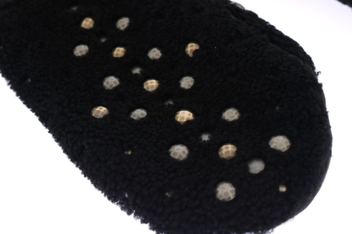 Guantes Dolce & Gabbana de piel negra y borrego con tachuelas