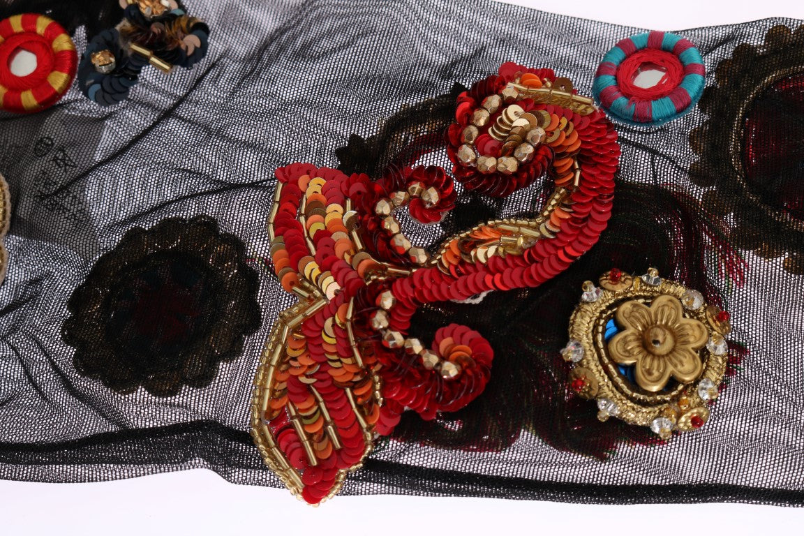 Calcetines elásticos negros con cristales Carretto de Dolce & Gabbana