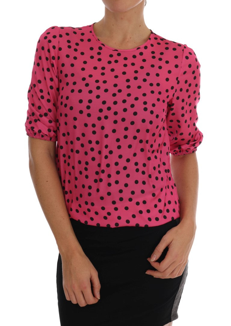 Blusa de seda rosa con lunares de Dolce & Gabbana