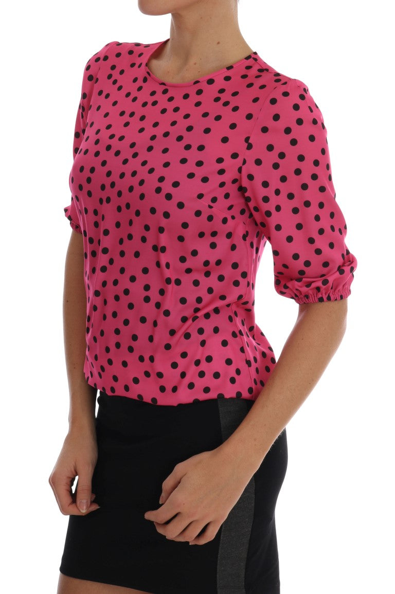 Blusa de seda rosa con lunares de Dolce & Gabbana