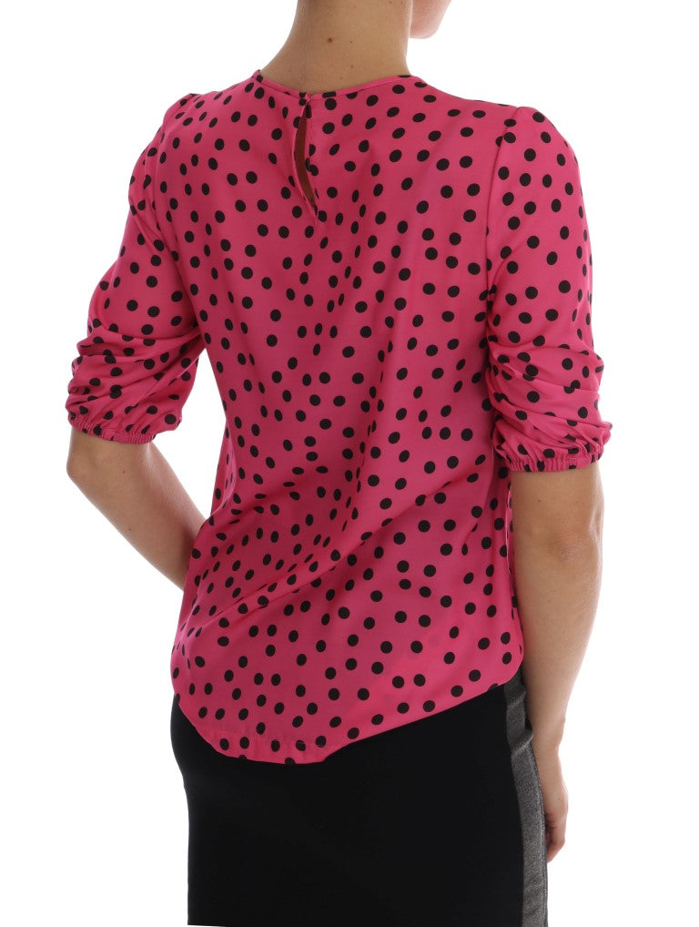 Blusa de seda rosa con lunares de Dolce & Gabbana