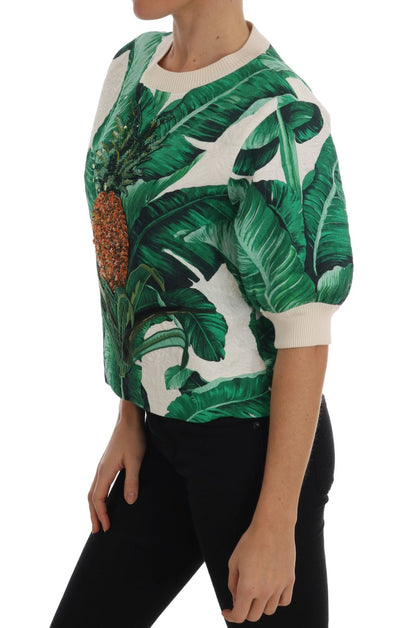 Suéter Dolce & Gabbana de piña, plátano y lentejuelas con cuello redondo
