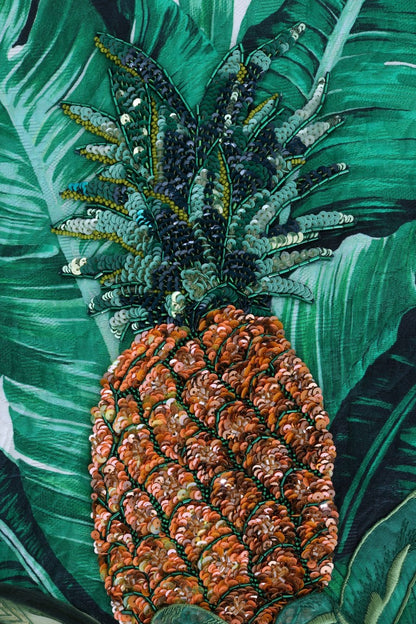 Suéter Dolce & Gabbana de piña, plátano y lentejuelas con cuello redondo
