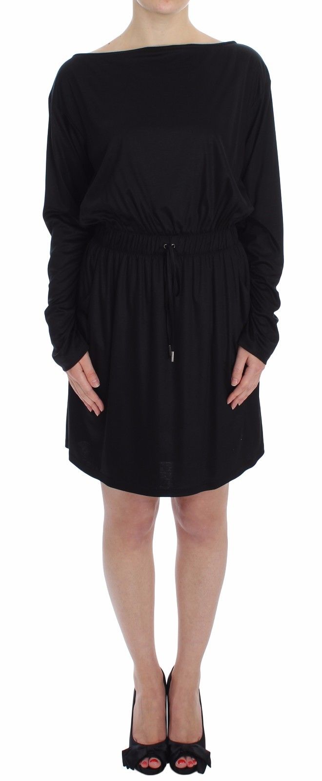 Vestido Versace Jeans negro modal seda hasta la rodilla