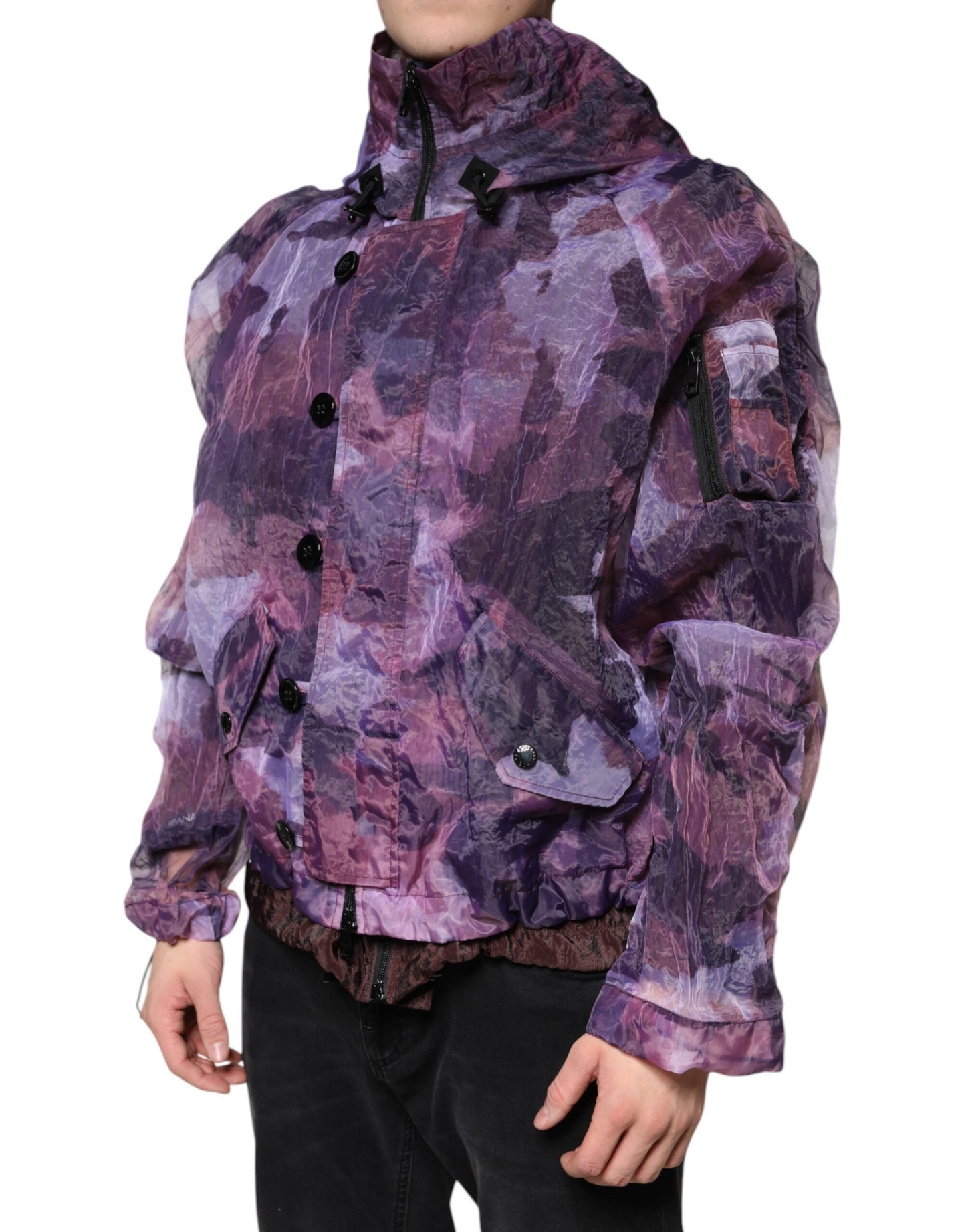 Chaqueta Blusón con Capucha para Hombre Camuflaje Púrpura Dolce & Gabbana
