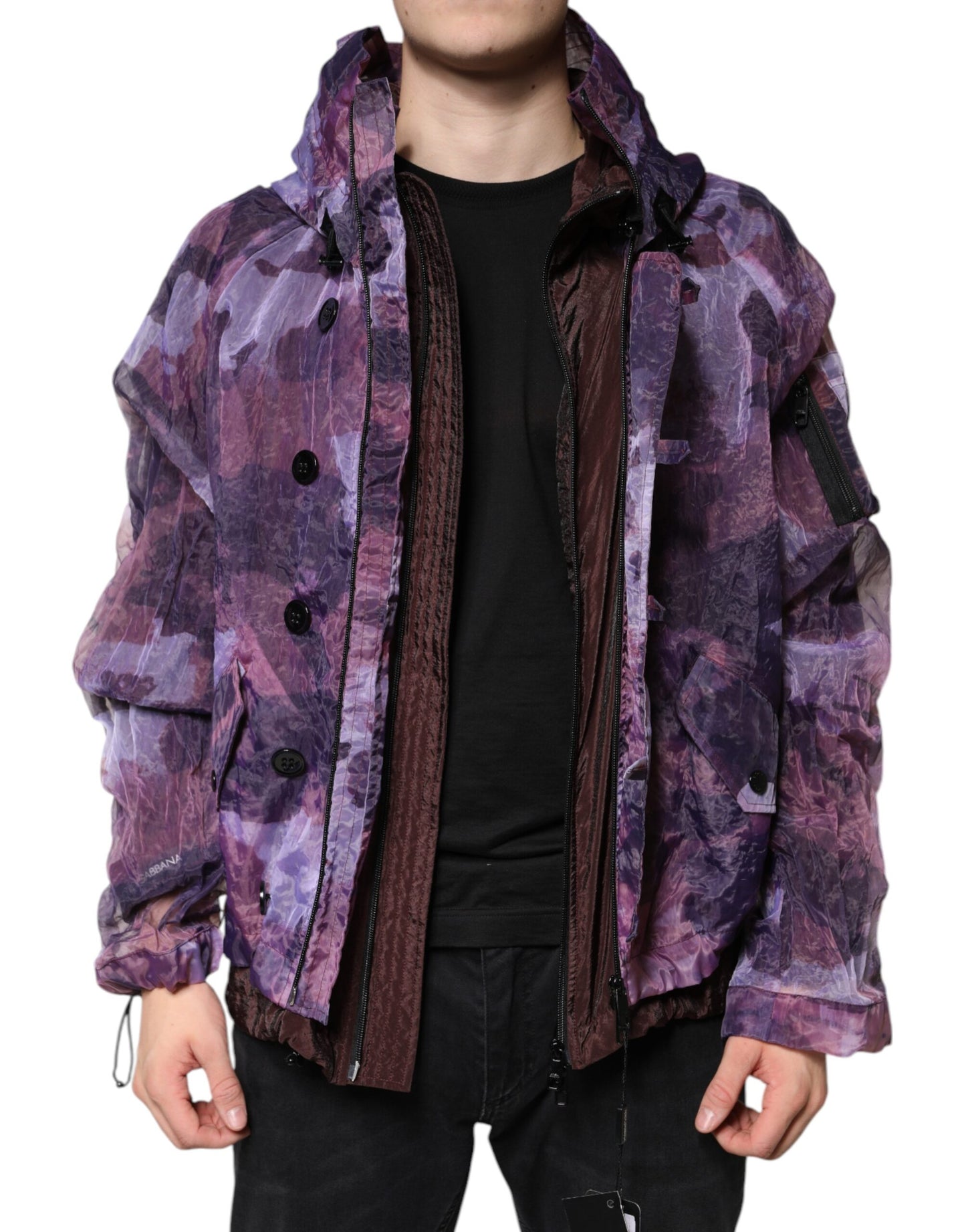 Chaqueta Blusón con Capucha para Hombre Camuflaje Púrpura Dolce & Gabbana