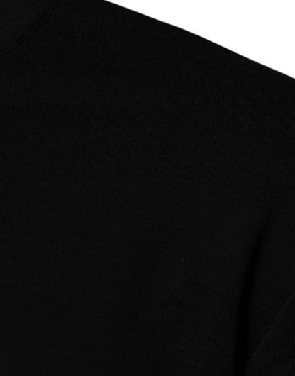 Suéter Versace negro con cuello redondo y logo Medusa bordado