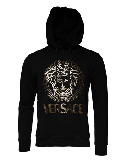 Sudadera con capucha y jersey de algodón con Medusa negra de Versace