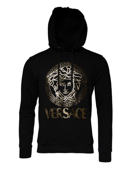 Sudadera con capucha y jersey de algodón con Medusa negra de Versace