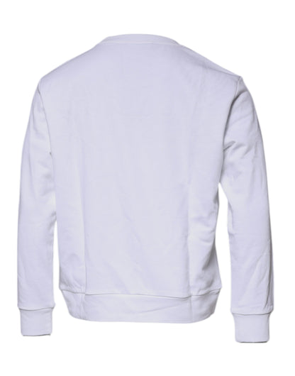 Suéter de punto con cuello redondo y Medusa bordada en blanco de Versace