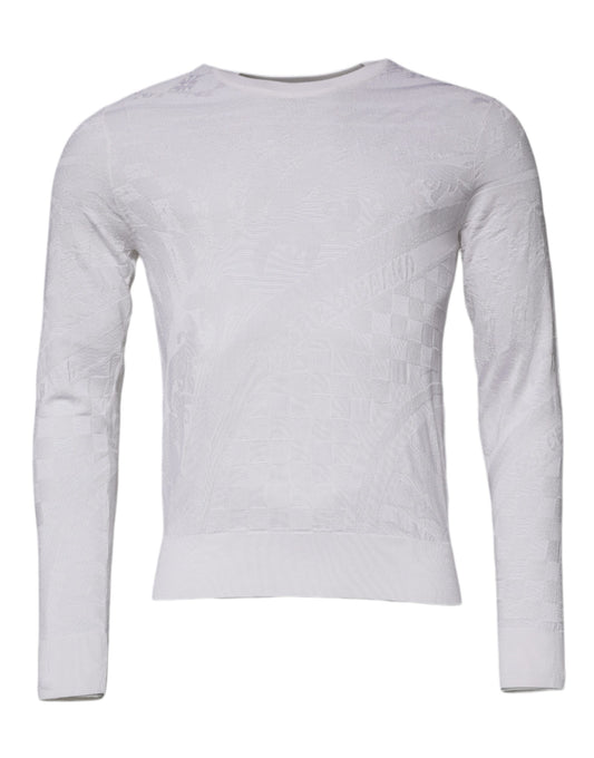 Suéter Dolce & Gabbana de seda blanca con cuello redondo para hombre