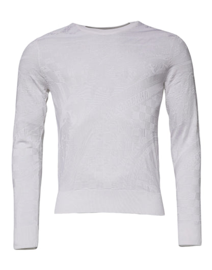 Suéter Dolce & Gabbana de seda blanca con cuello redondo para hombre