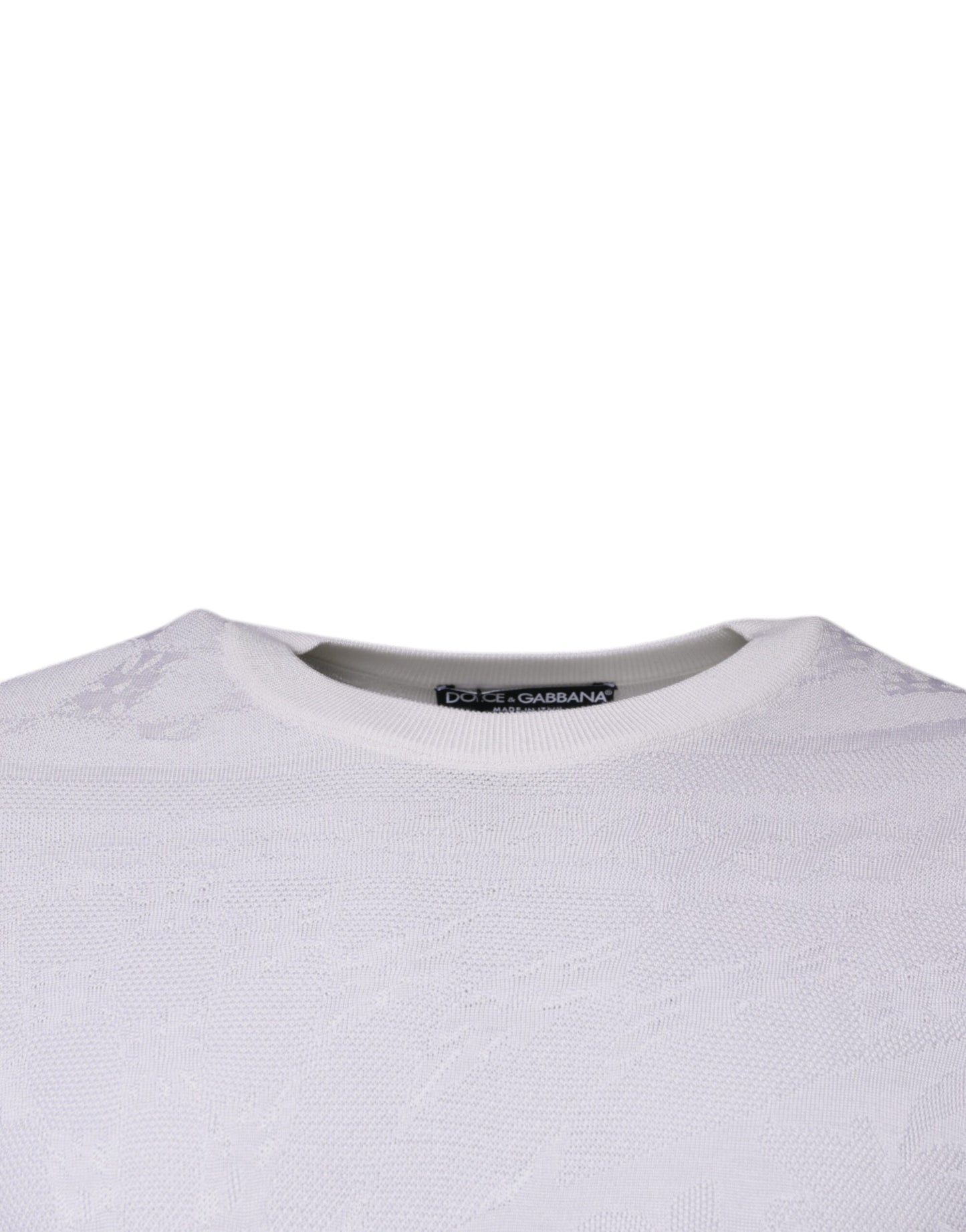 Suéter Dolce & Gabbana de seda blanca con cuello redondo para hombre