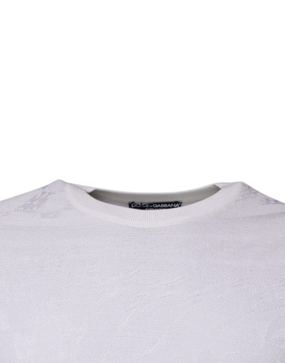 Suéter Dolce & Gabbana de seda blanca con cuello redondo para hombre