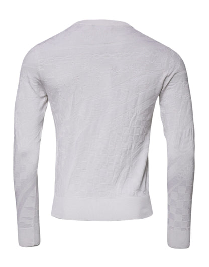 Suéter Dolce & Gabbana de seda blanca con cuello redondo para hombre