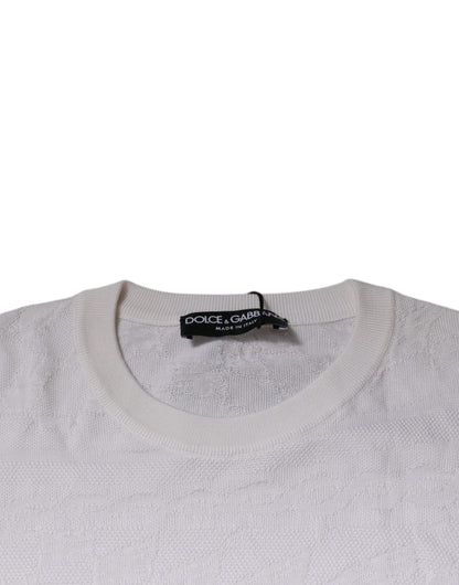 Suéter Dolce & Gabbana de seda blanca con cuello redondo para hombre