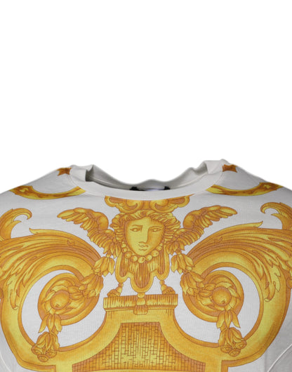 Camiseta de cuello redondo de algodón con estampado Medusa blanca de Versace