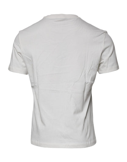 Camiseta de cuello redondo de algodón con estampado Medusa blanca de Versace