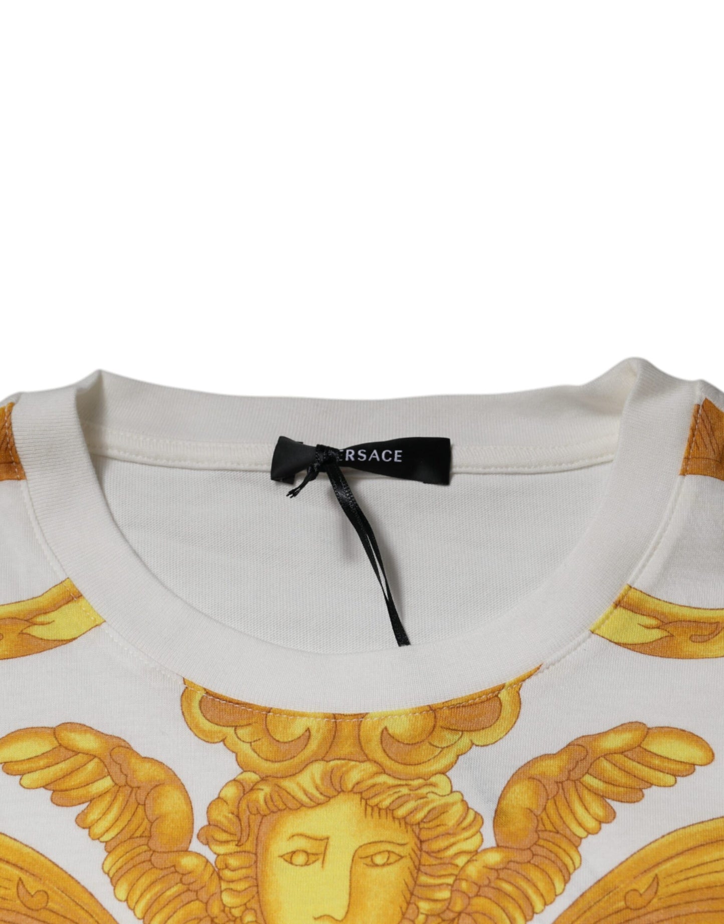 Camiseta de cuello redondo de algodón con estampado Medusa blanca de Versace
