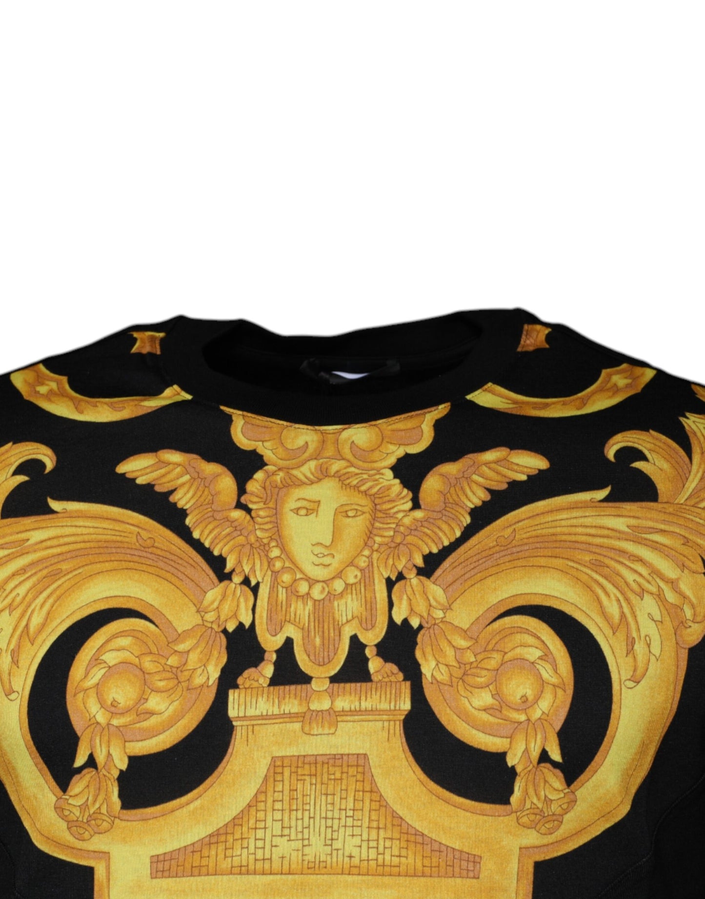 Camiseta de algodón con cuello redondo y estampado de Medusa de Versace en negro