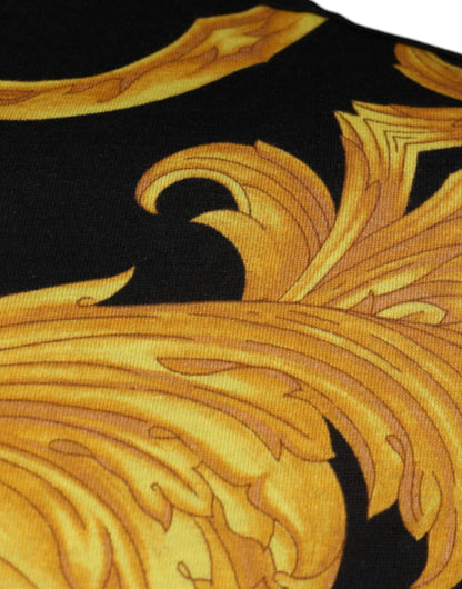 Camiseta de algodón con cuello redondo y estampado de Medusa de Versace en negro