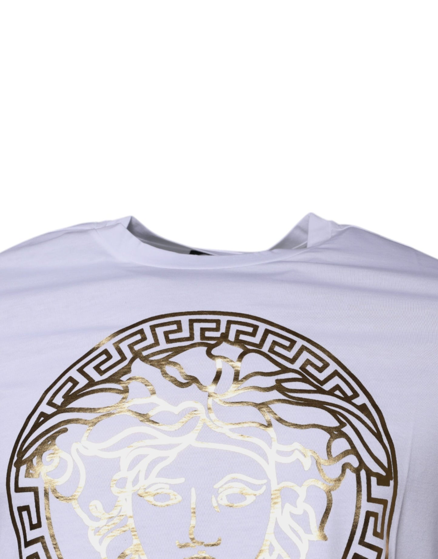 Camiseta de cuello redondo de algodón con estampado Medusa blanca de Versace