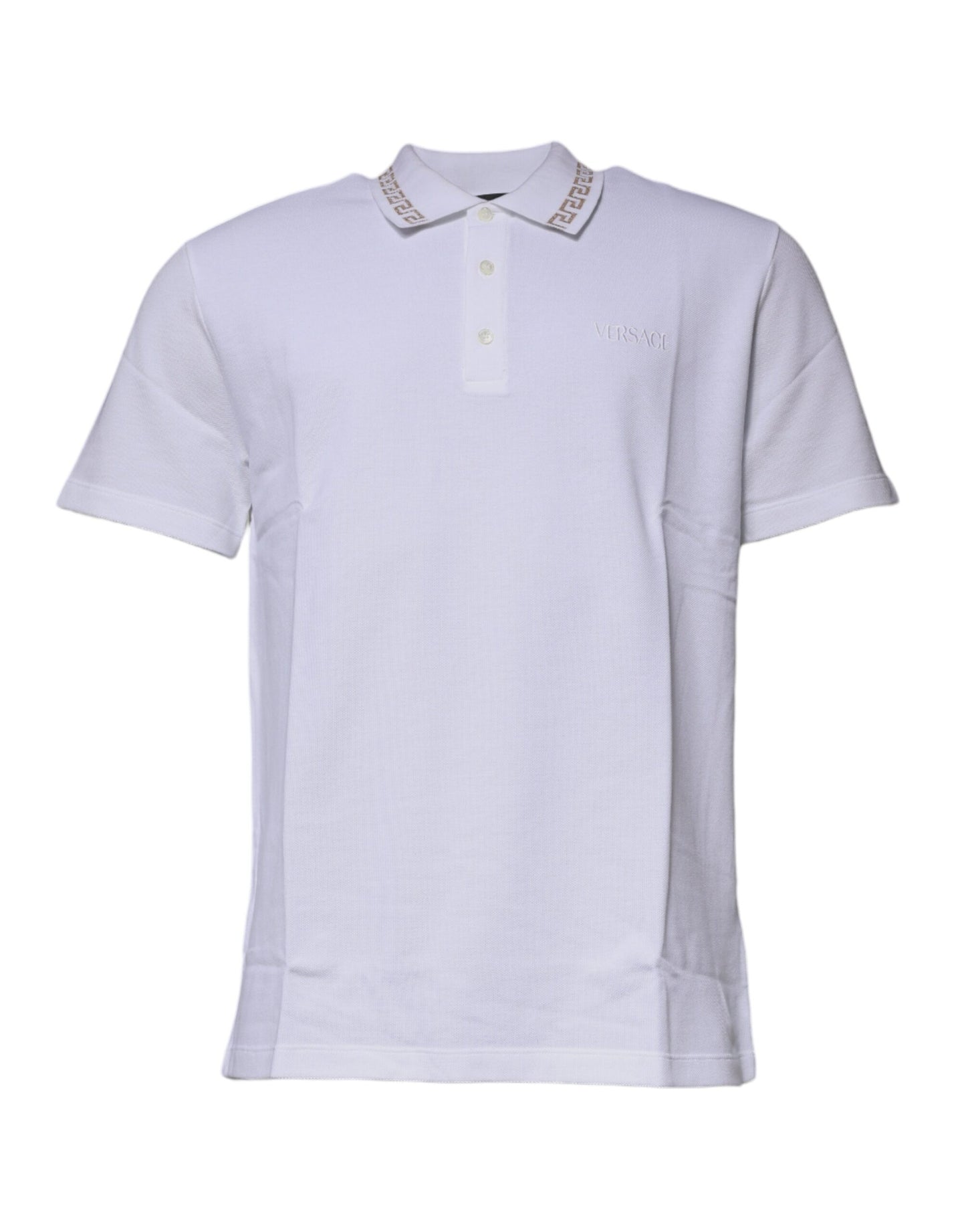 Camiseta de Polo de Manga Corta para Hombre, con Cuello, de Viscosa Blanca Versace