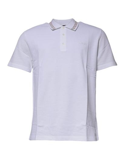Camiseta de Polo de Manga Corta para Hombre, con Cuello, de Viscosa Blanca Versace