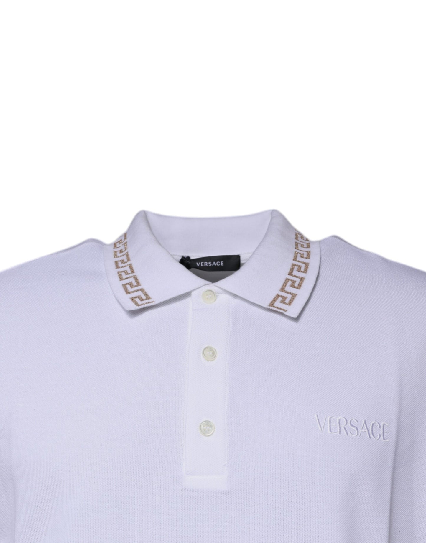 Camiseta de Polo de Manga Corta para Hombre, con Cuello, de Viscosa Blanca Versace