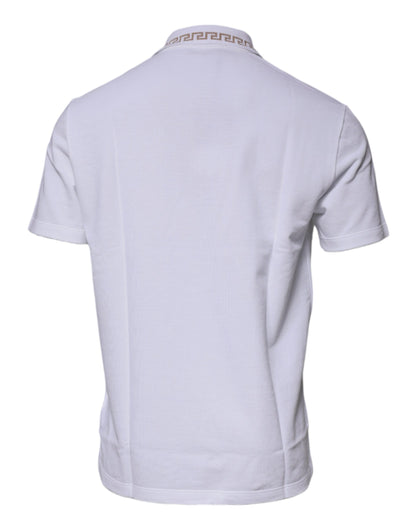 Camiseta de Polo de Manga Corta para Hombre, con Cuello, de Viscosa Blanca Versace