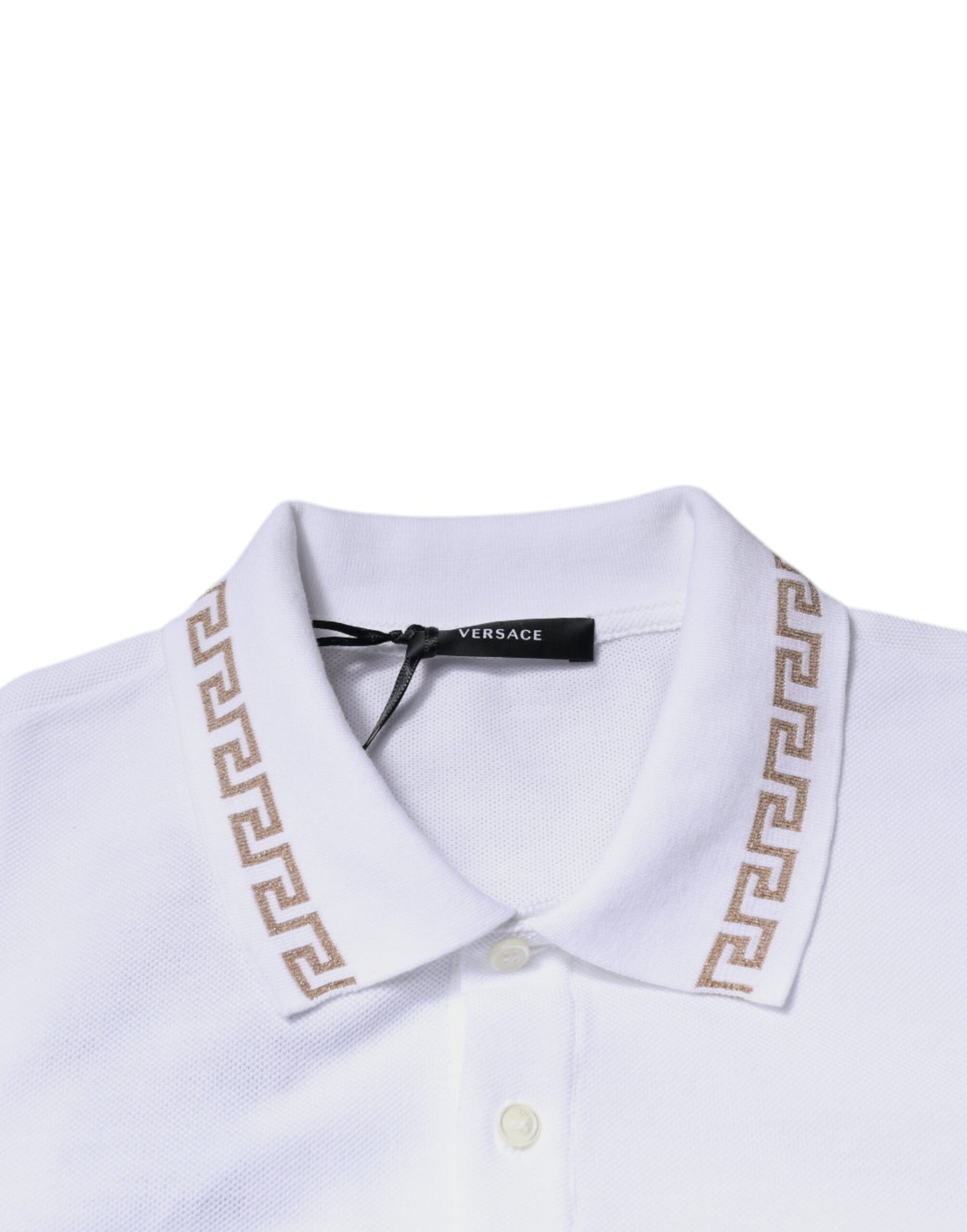 Camiseta de Polo de Manga Corta para Hombre, con Cuello, de Viscosa Blanca Versace