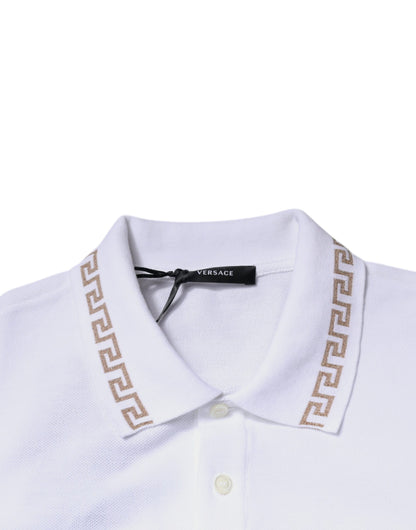Camiseta de Polo de Manga Corta para Hombre, con Cuello, de Viscosa Blanca Versace