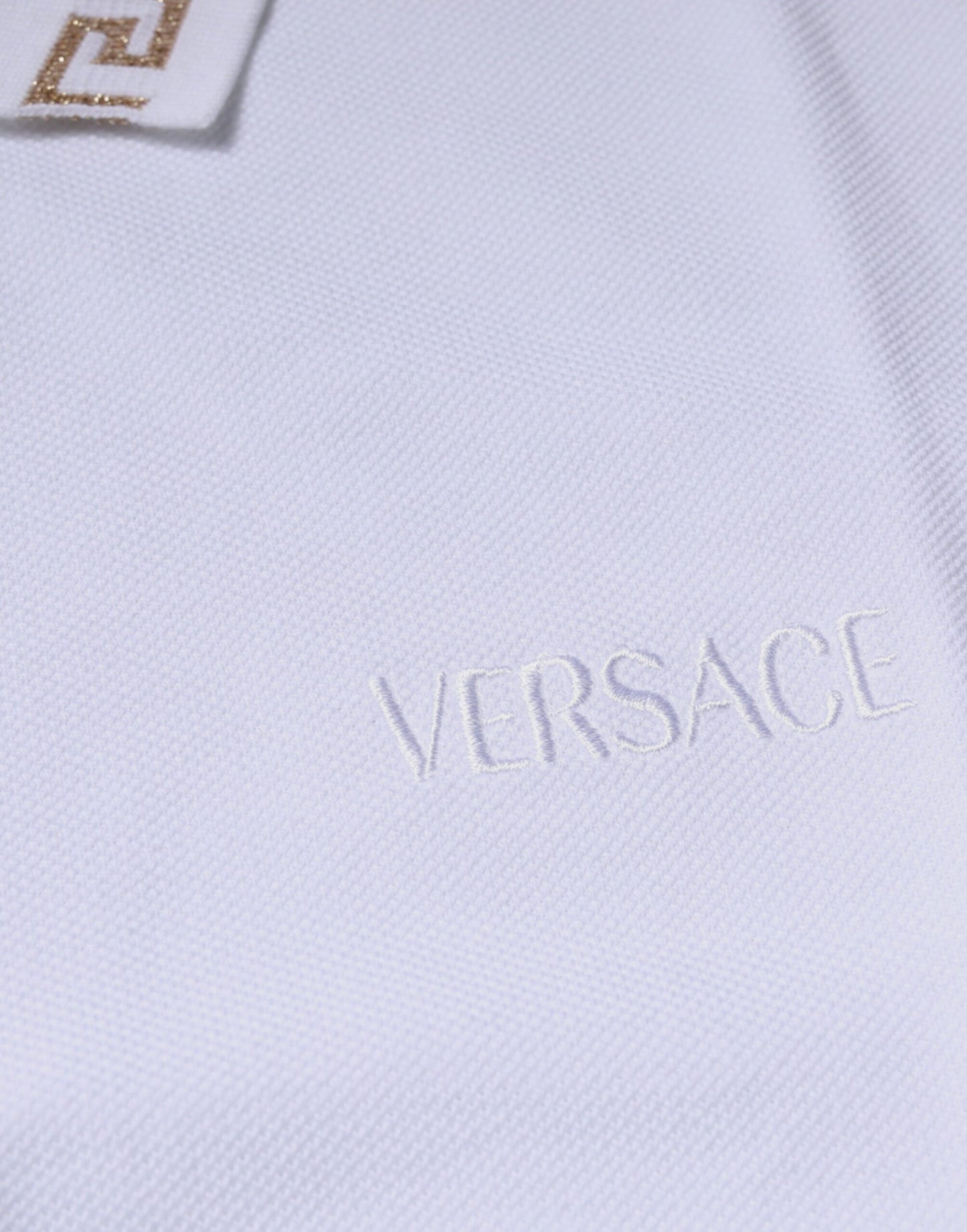Camiseta de Polo de Manga Corta para Hombre, con Cuello, de Viscosa Blanca Versace