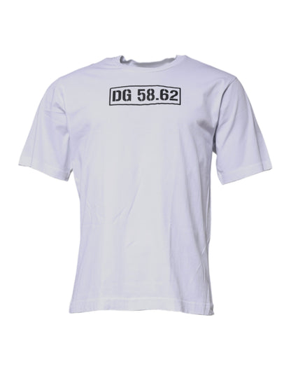 Camiseta Dolce & Gabbana de Algodón Blanca con Cuello Redondo y Logo DG