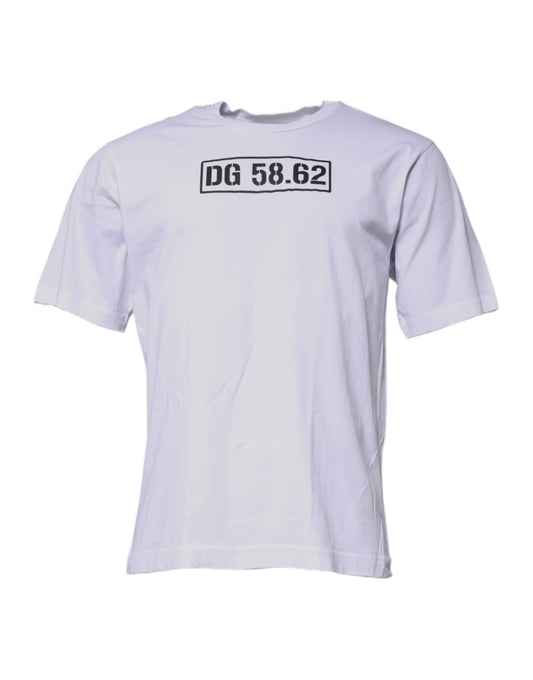 Camiseta Dolce & Gabbana de Algodón Blanca con Cuello Redondo y Logo DG