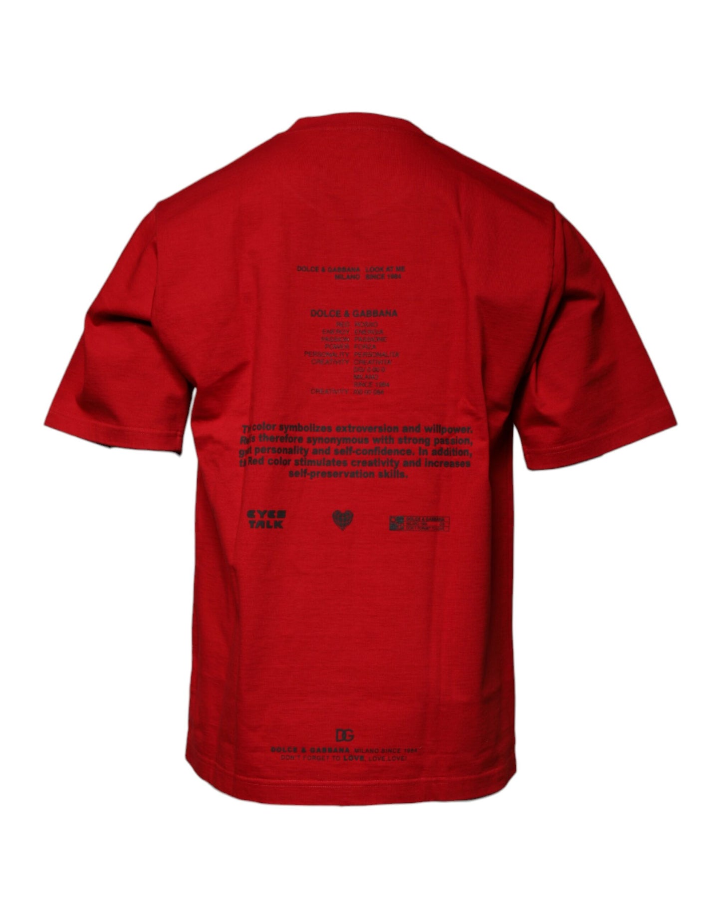 Camiseta de algodón de cuello redondo con el ojo DG en rojo de Dolce & Gabbana