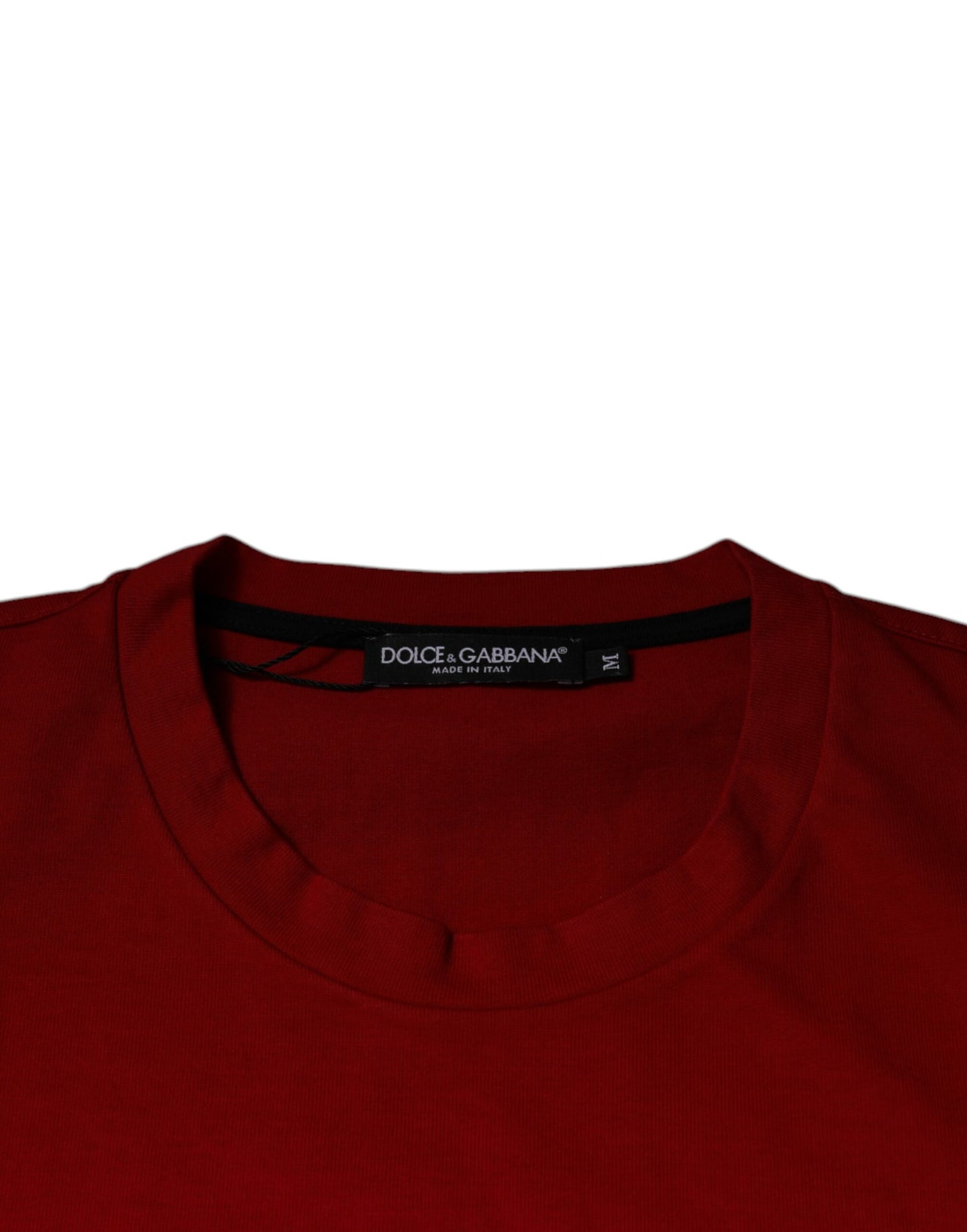Camiseta de algodón de cuello redondo con el ojo DG en rojo de Dolce & Gabbana