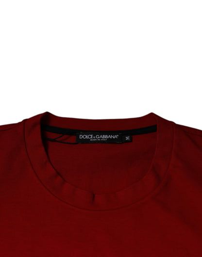 Camiseta de algodón de cuello redondo con el ojo DG en rojo de Dolce & Gabbana