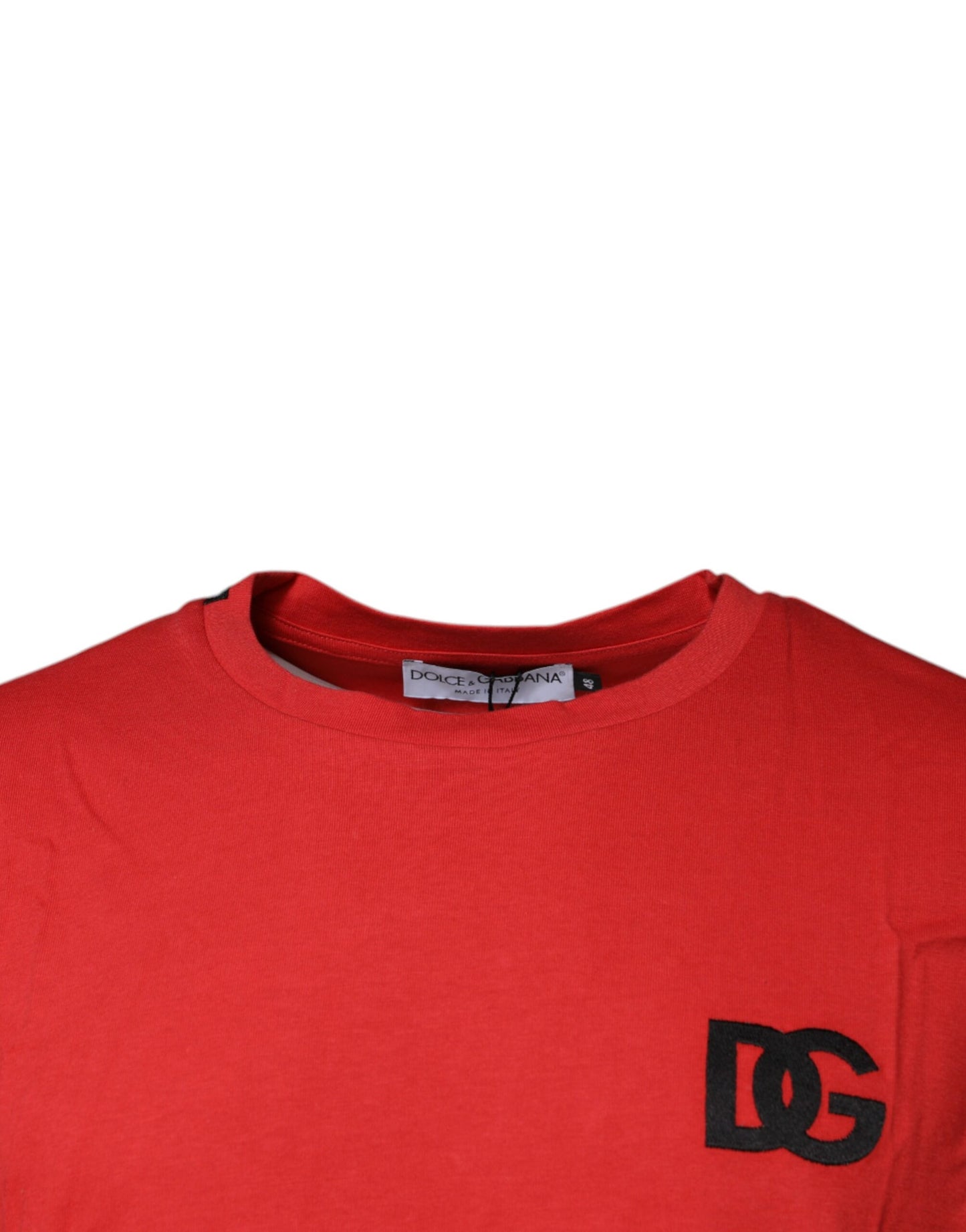 Camiseta de cuello redondo de algodón con logo DG rojo de Dolce & Gabbana